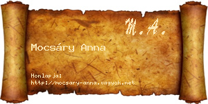 Mocsáry Anna névjegykártya