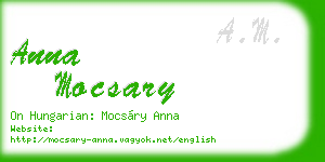 anna mocsary business card